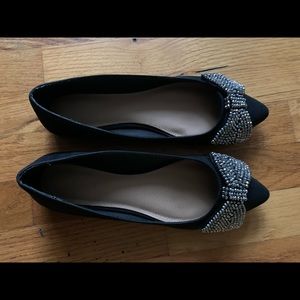LOFT.. Jewel bow ballet flats..Black velvet